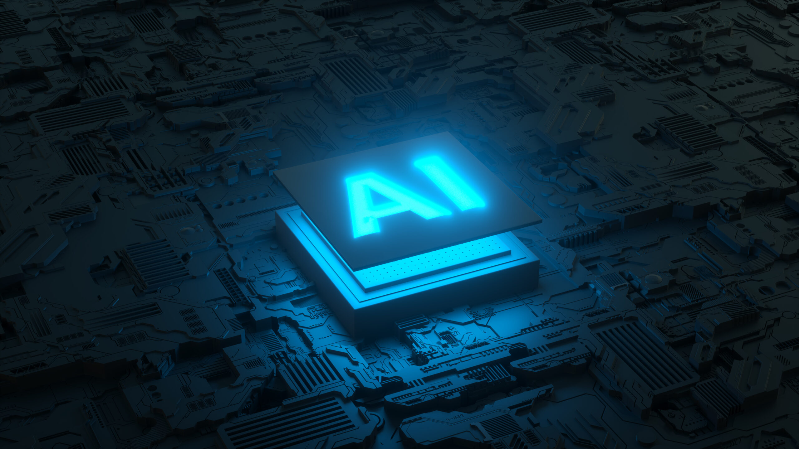 Imatge de Circuit Board And Ai Micro Processor, Artificial Intelligence Of Digital Human. 3d Render